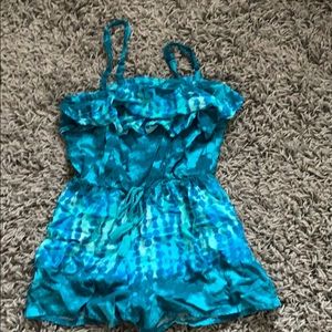 Blue and green/ turquoise and teal romper.